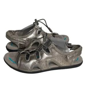 ECCO Bluma Toggle Sandals Metallic Shine Elastic Laces Womens Size 39 US 8-8.5
