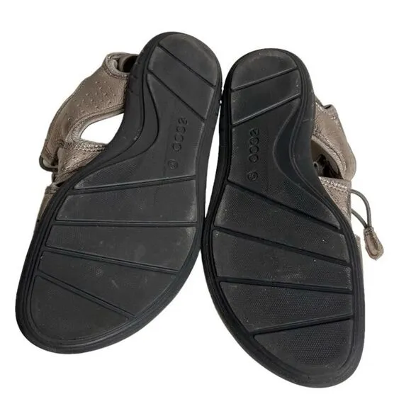 ECCO Bluma Toggle Sandals Metallic Shine Elastic Laces Womens Size 39 US 8-8.5