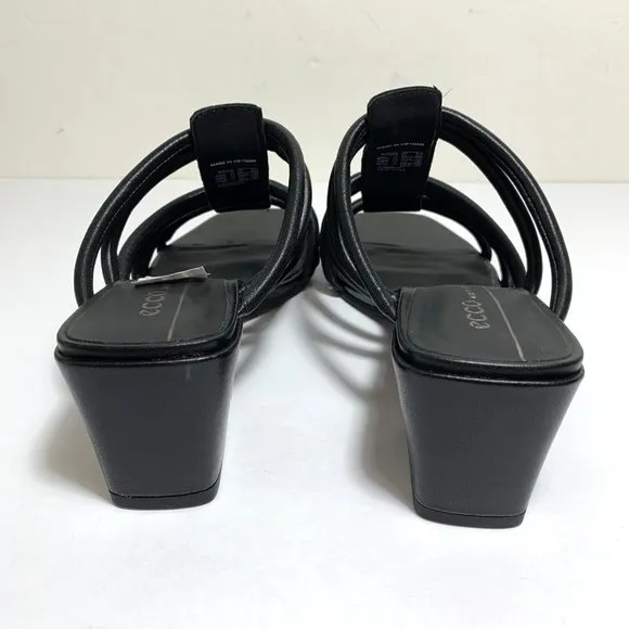 Ecco Elevate Squared 50 Sandals Strappy Slide Leather Black Size 41 US 10 - 10.5