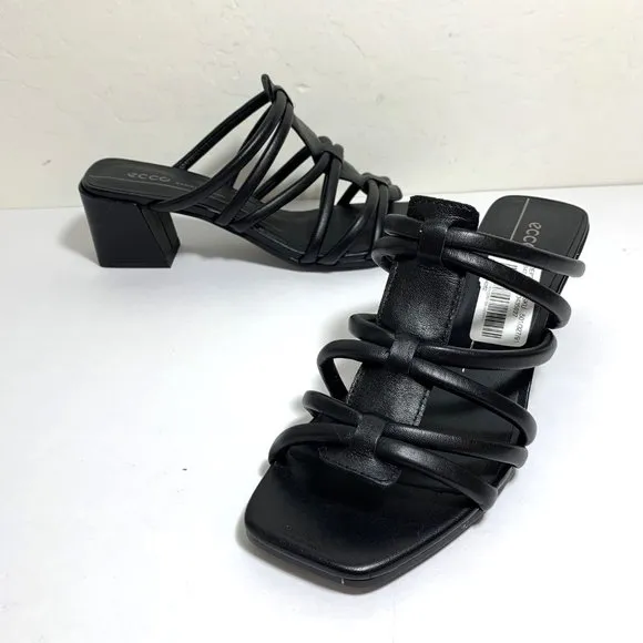 Ecco Elevate Squared 50 Sandals Strappy Slide Leather Black Size 41 US 10 - 10.5