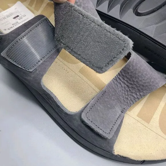 ECCO Men's Cozmo  sandals Three adjustable Bands gray leather 46/ US 12-12.5 new