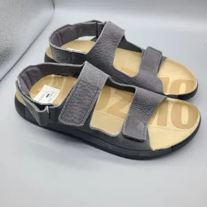 ECCO Men's Cozmo  sandals Three adjustable Bands gray leather 46/ US 12-12.5 new