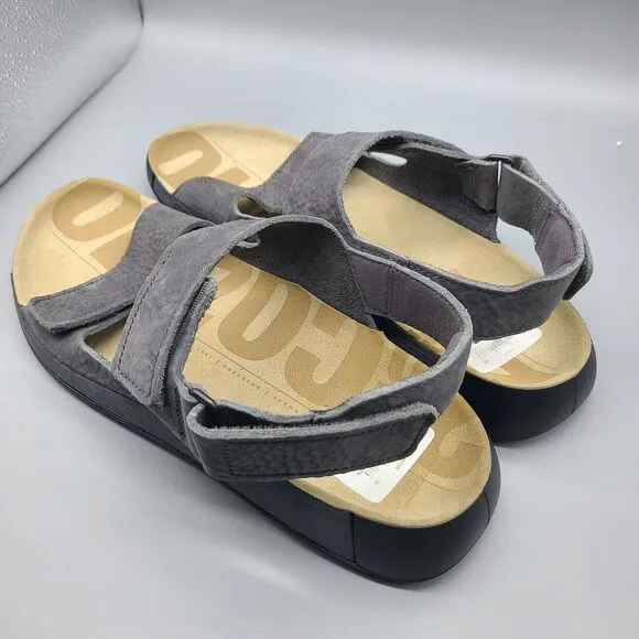 ECCO Men's Cozmo  sandals Three adjustable Bands gray leather 46/ US 12-12.5 new