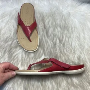 Ecco Red Leather Adjustable Thong Sandals Sz 40/US 9