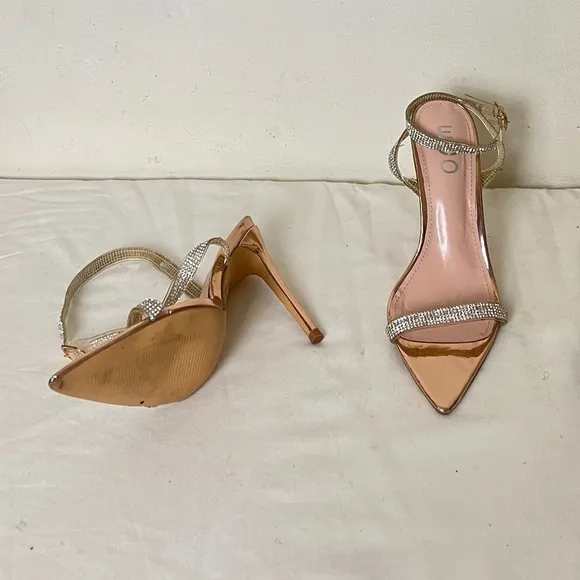 EGO ROSE GOLD CLEAR DIAMANTE High Heels Sandals