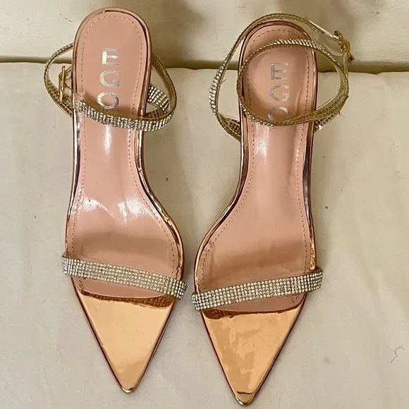 EGO ROSE GOLD CLEAR DIAMANTE High Heels Sandals