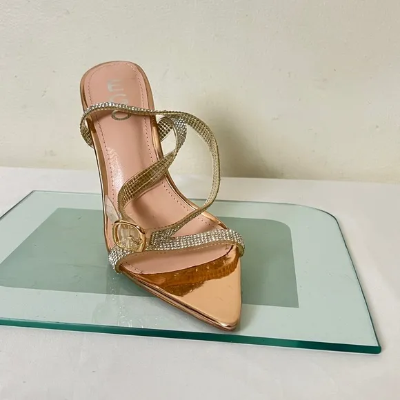 EGO ROSE GOLD CLEAR DIAMANTE High Heels Sandals