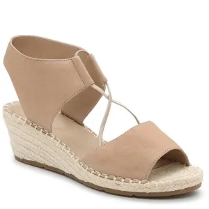 EILEEN Fisher Agnes Espadrille Wedge Sandals Beige Leather Size 7 Open Toe