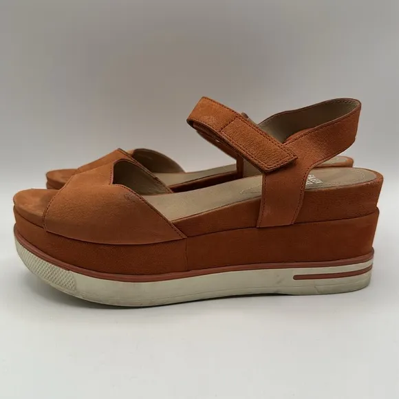 Eileen Fisher Beck Platform Leather Sandals Size 7