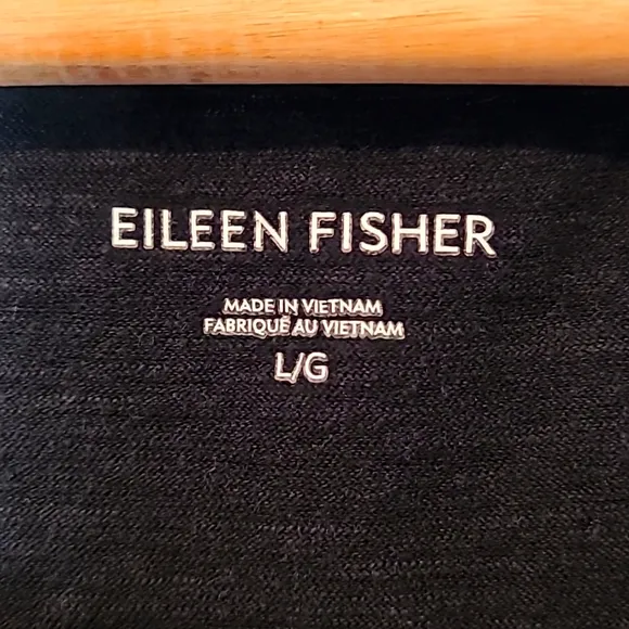 Eileen Fisher Black Hemp Organic Cotton Midi Dress Size Large Comfy Minimalist