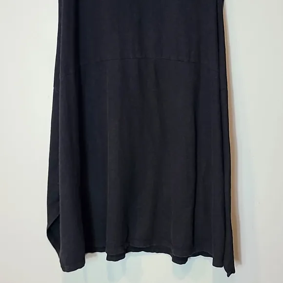 Eileen Fisher Black Hemp Organic Cotton Midi Dress Size Large Comfy Minimalist