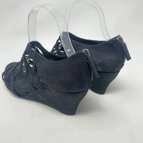 Eileen Fisher Caged Lattice Wedge Sandals Black