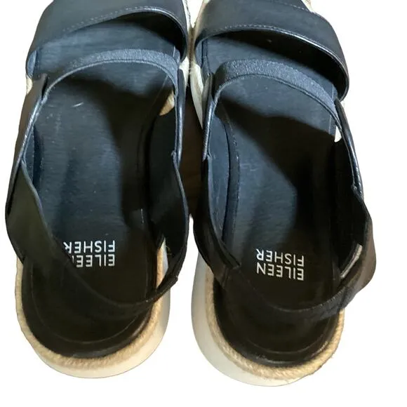 Eileen fisher Dash leather Sandals size 7 1/2 wedge heel