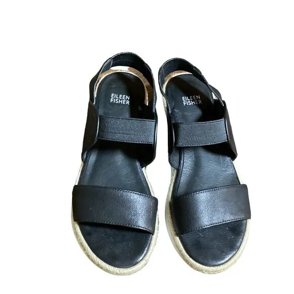 Eileen fisher Dash leather Sandals size 7 1/2 wedge heel