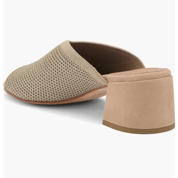 Eileen Fisher Fave Stretch Gold Shimmer Fabric Block Heel Sandals