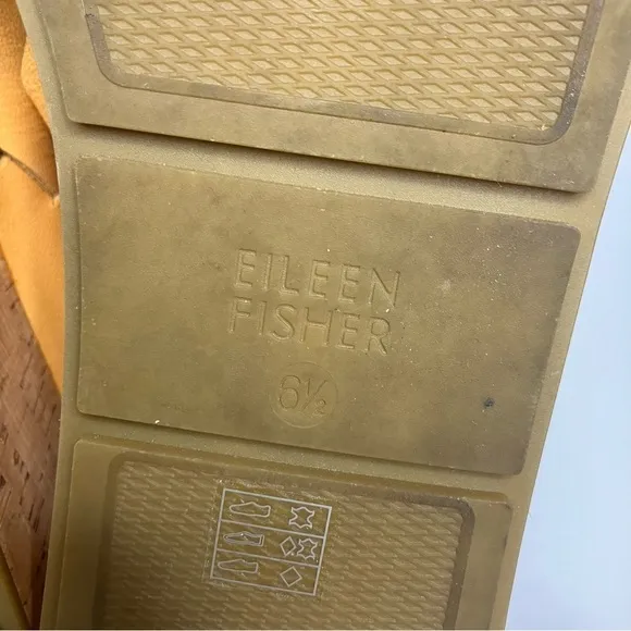 Eileen Fisher golden Nubuck Timor cork wedge Sandals size 6.5