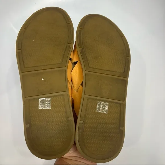 Eileen Fisher golden Nubuck Timor cork wedge Sandals size 6.5