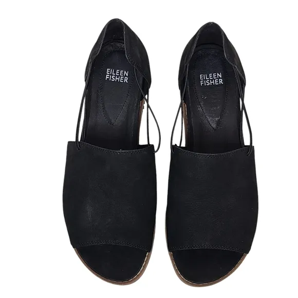 Eileen Fisher Ken Tumbled Nubuck Leather Sandals EF47541 Size 8