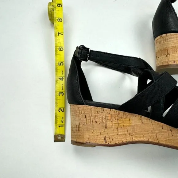 Eileen Fisher Leather Gladiator Wedge Sandals‎ Women 9 NWOB Fisherman Platform