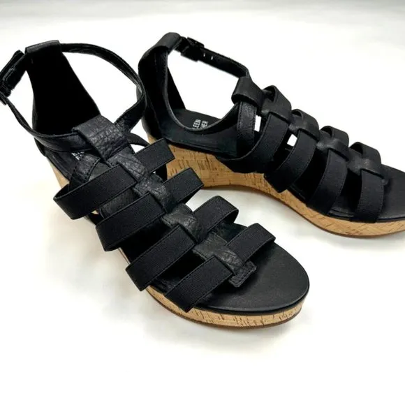 Eileen Fisher Leather Gladiator Wedge Sandals‎ Women 9 NWOB Fisherman Platform