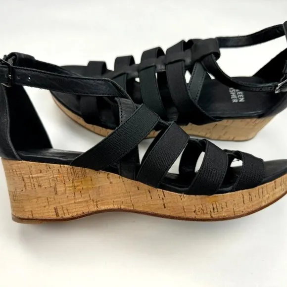 Eileen Fisher Leather Gladiator Wedge Sandals‎ Women 9 NWOB Fisherman Platform