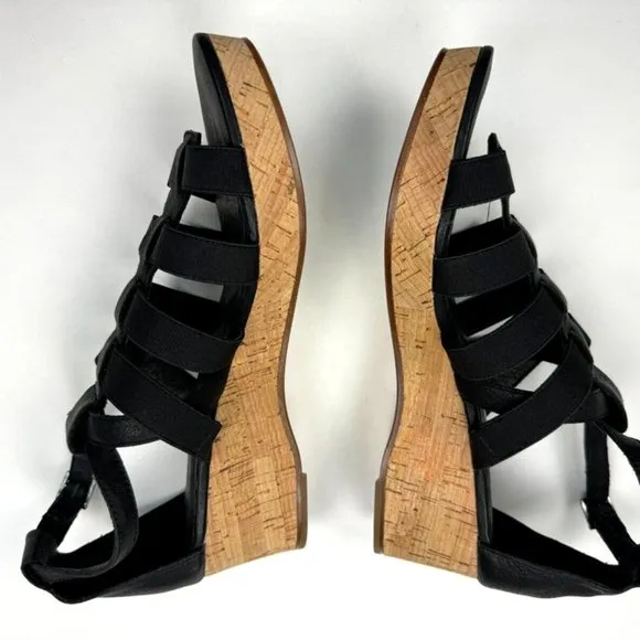 Eileen Fisher Leather Gladiator Wedge Sandals‎ Women 9 NWOB Fisherman Platform