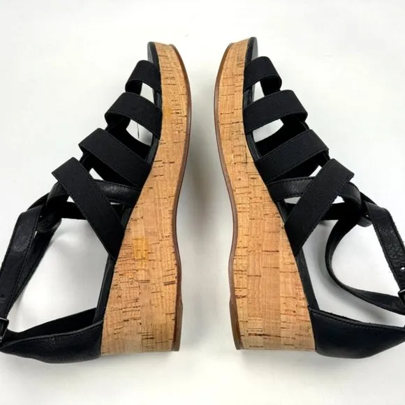Eileen Fisher Leather Gladiator Wedge Sandals‎ Women 9 NWOB Fisherman Platform