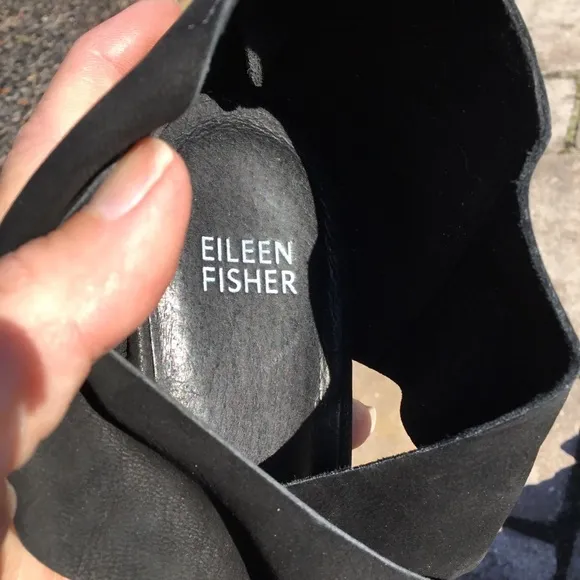 Eileen Fisher Marla Black Nubuck Leather Sandals