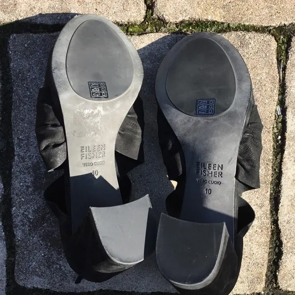 Eileen Fisher Marla Black Nubuck Leather Sandals