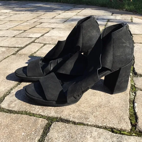 Eileen Fisher Marla Black Nubuck Leather Sandals
