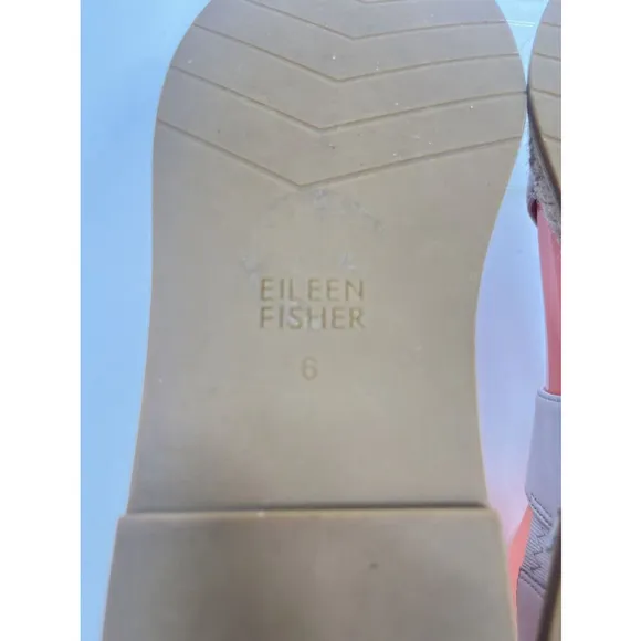 Eileen Fisher Max Espadrille Flat Sandals Size 6 US Open Toe Leather Neutral