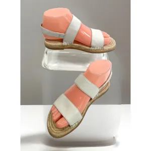 Eileen Fisher Max Espadrille Flat Sandals Size 6 US Open Toe Leather Neutral