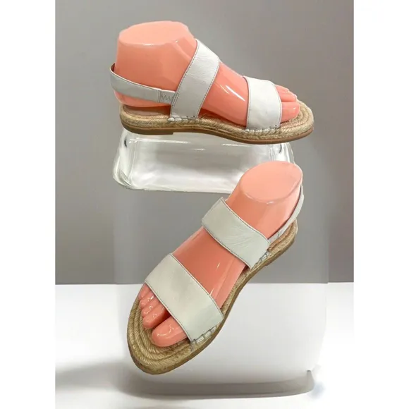 Eileen Fisher Max Espadrille Flat Sandals Size 6 US Open Toe Leather Neutral