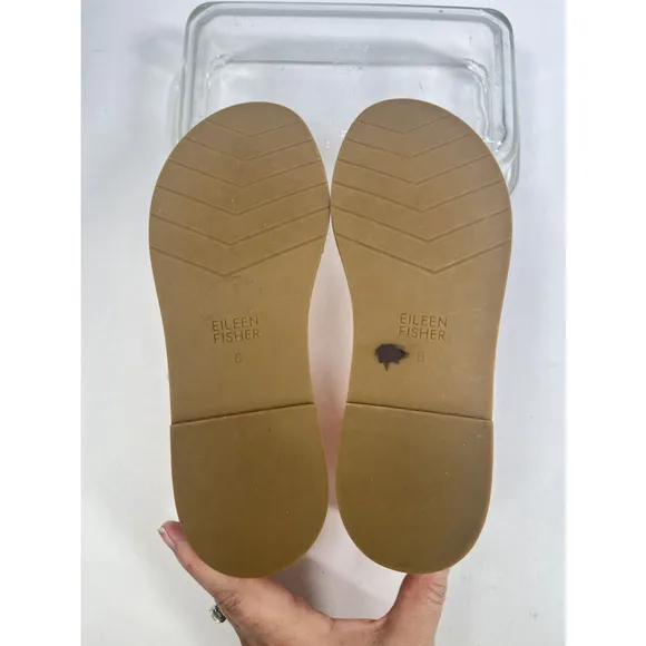 Eileen Fisher Max Espadrille Flat Sandals Size 6 US Open Toe Leather Neutral