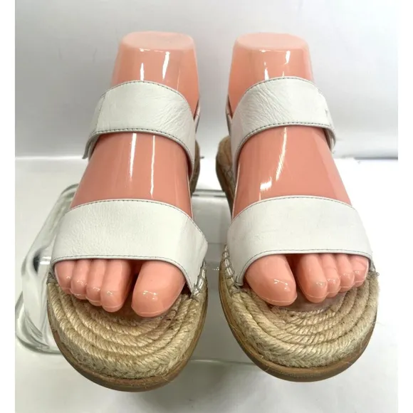 Eileen Fisher Max Espadrille Flat Sandals Size 6 US Open Toe Leather Neutral
