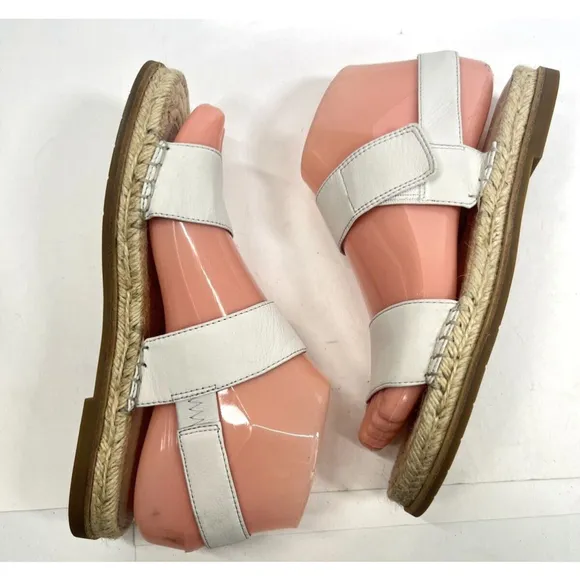 Eileen Fisher Max Espadrille Flat Sandals Size 6 US Open Toe Leather Neutral