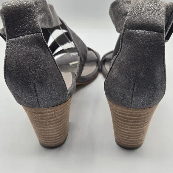 Eileen Fisher Metallic Heeled Block Heel Adjustable Ankle Strap Sandal