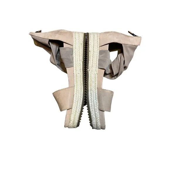 Eileen Fisher platform sandals, tan nubuck leather, espadrille 7.5