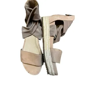 Eileen Fisher platform sandals, tan nubuck leather, espadrille 7.5