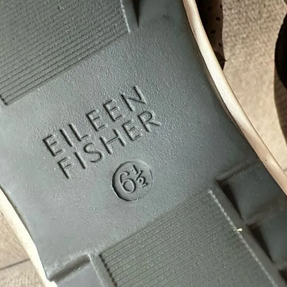 Eileen Fisher Platform Sport Sandals Strappy Perforated Suede Brown Size 6.5