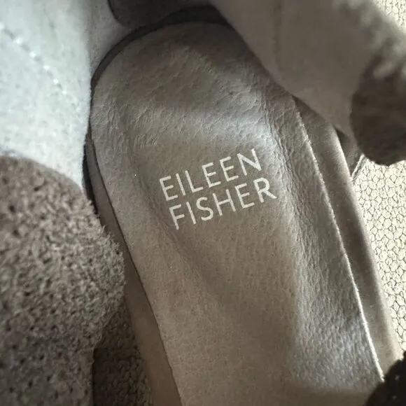 Eileen Fisher Platform Sport Sandals Strappy Perforated Suede Brown Size 6.5