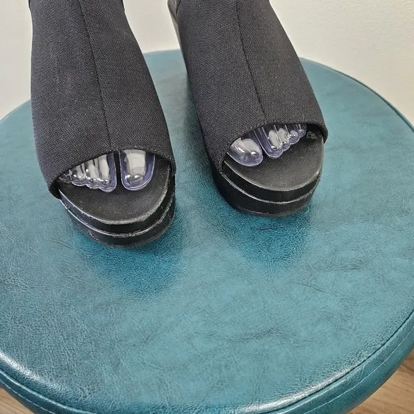 Eileen Fisher Port Wedge Sandals - Black Slingback  Minimalist Comfy Size 8.5