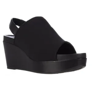 Eileen Fisher Port Wedge Sandals - Black Slingback  Minimalist Comfy Size 8.5