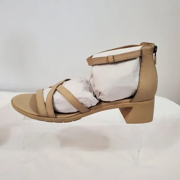 Eileen Fisher Sandals Women's 5 Strappy Noni Khaki Tumbled Leather Tan NEW