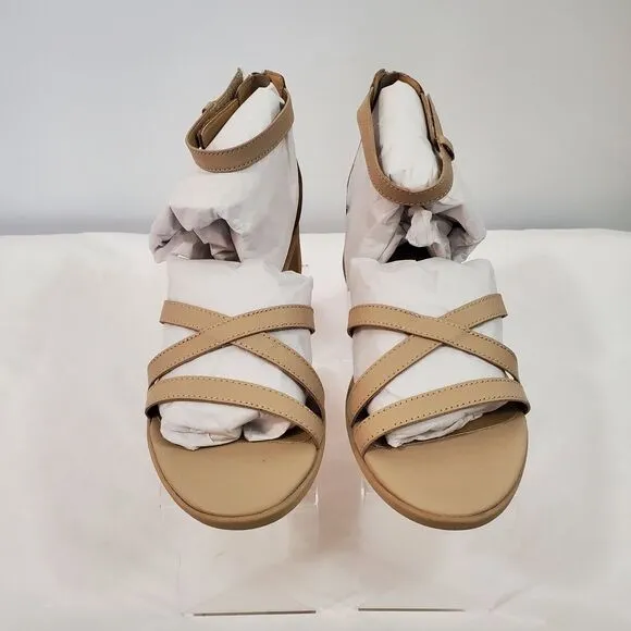 Eileen Fisher Sandals Women's 5 Strappy Noni Khaki Tumbled Leather Tan NEW
