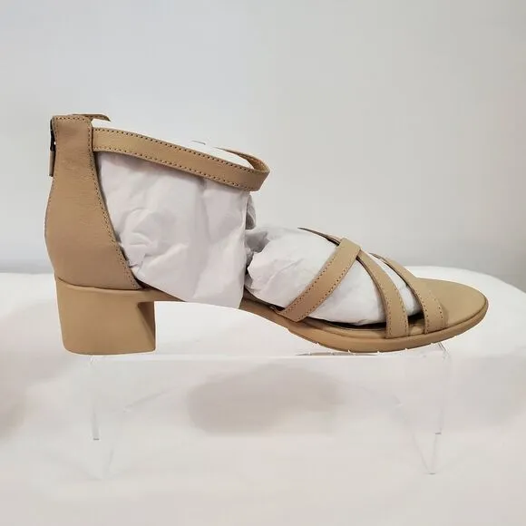 Eileen Fisher Sandals Women's 5 Strappy Noni Khaki Tumbled Leather Tan NEW