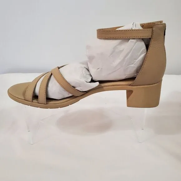 Eileen Fisher Sandals Women's 5 Strappy Noni Khaki Tumbled Leather Tan NEW