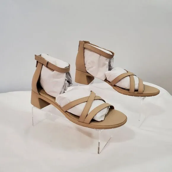 Eileen Fisher Sandals Women's 5 Strappy Noni Khaki Tumbled Leather Tan NEW