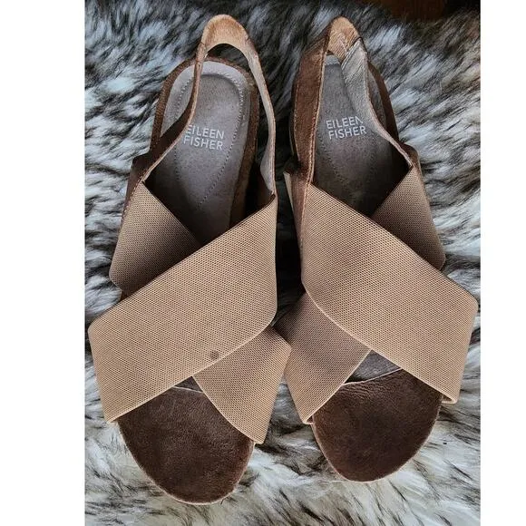 Eileen Fisher Spa Mesh Elastic Sneaker Sandals Size 9.5