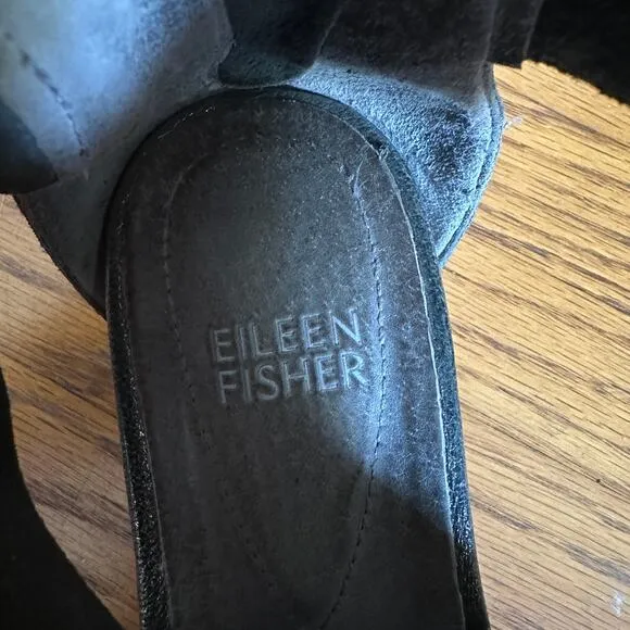 EILEEN FISHER Sport | Silver Pewter Leather Cross Strap Sandals | Size 7.5
